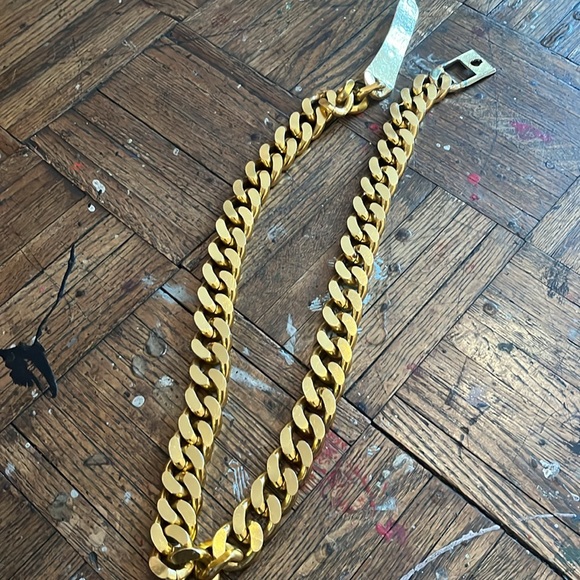 VINTAGE BRIGHT GOLD CHAIN LINKED BELT, adjustable, unbranded